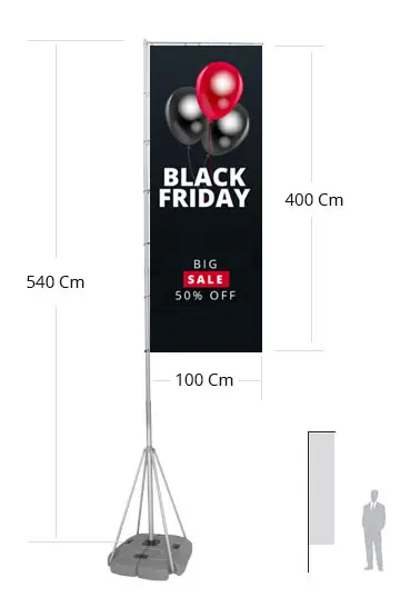 Bandiera Rettangolare alta 5 metri da esterno Giga 