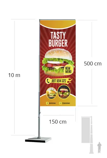 Bandiera 10 metri con aste in acciaio inox