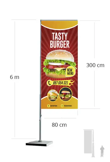 Bandiera 6 metri con asta in acciaio inox