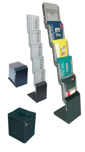 Porta depliant estensibile in metallo 