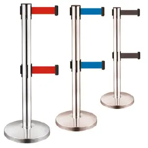 Colonnina segnapercorso cromo con 2 nastri rossi