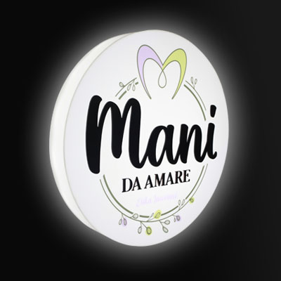 Insegna in plexiglass rotonda, ovale, rettangolare